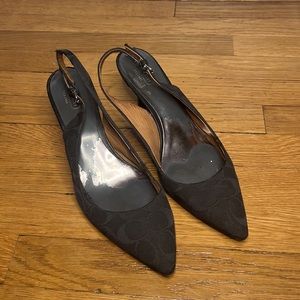 Coach Slingback Signature Kitten heel Black Pumps